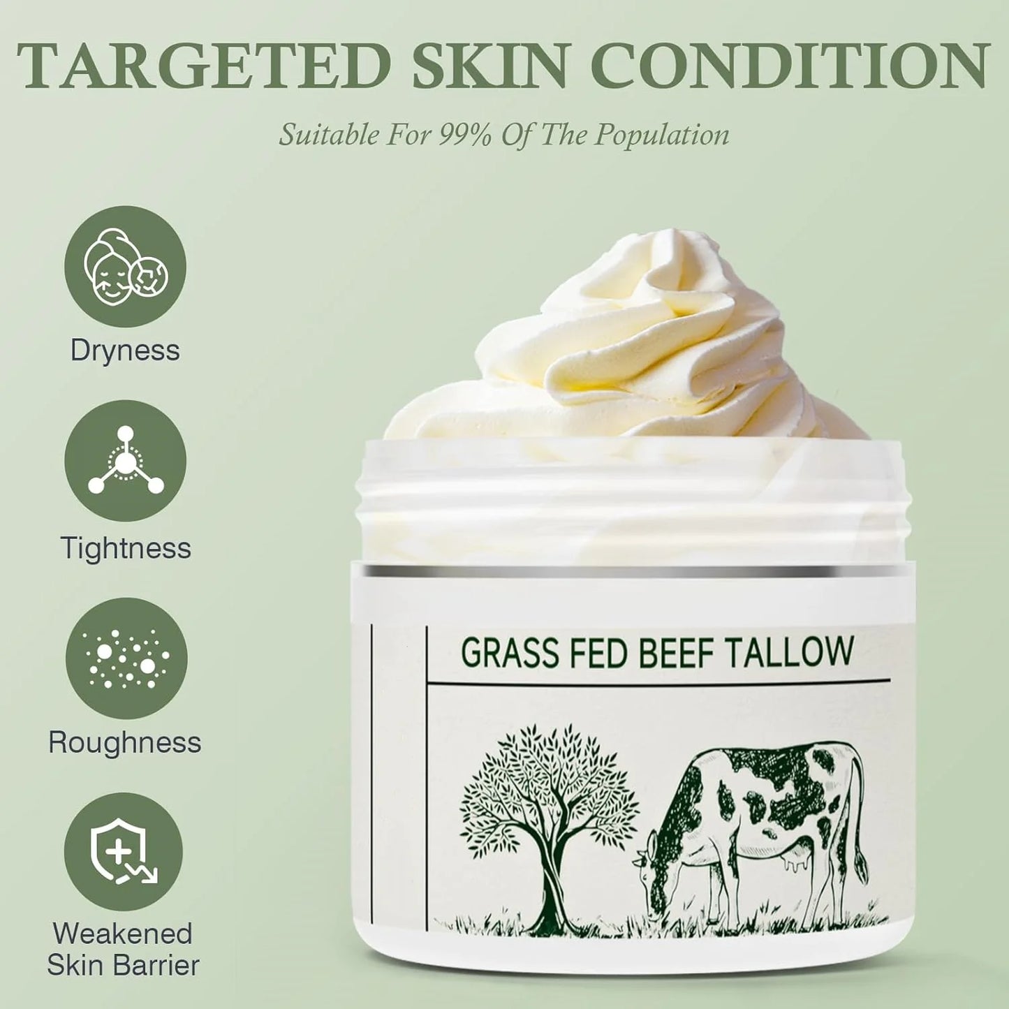 Grass-Fed Tallow Moisturizing Cream – Deeply Soothing & Nourishing